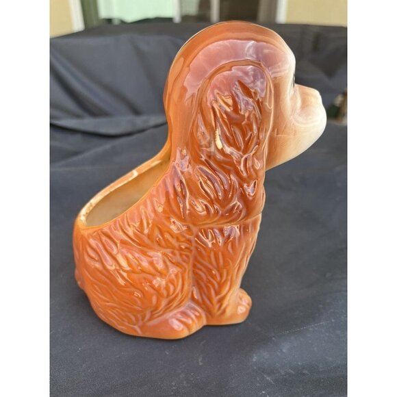 Vintage Cocker Spaniel Dog Planter Big Eyes Mid Century Ceramic Taiwan 9403 - Picture 5 of 10